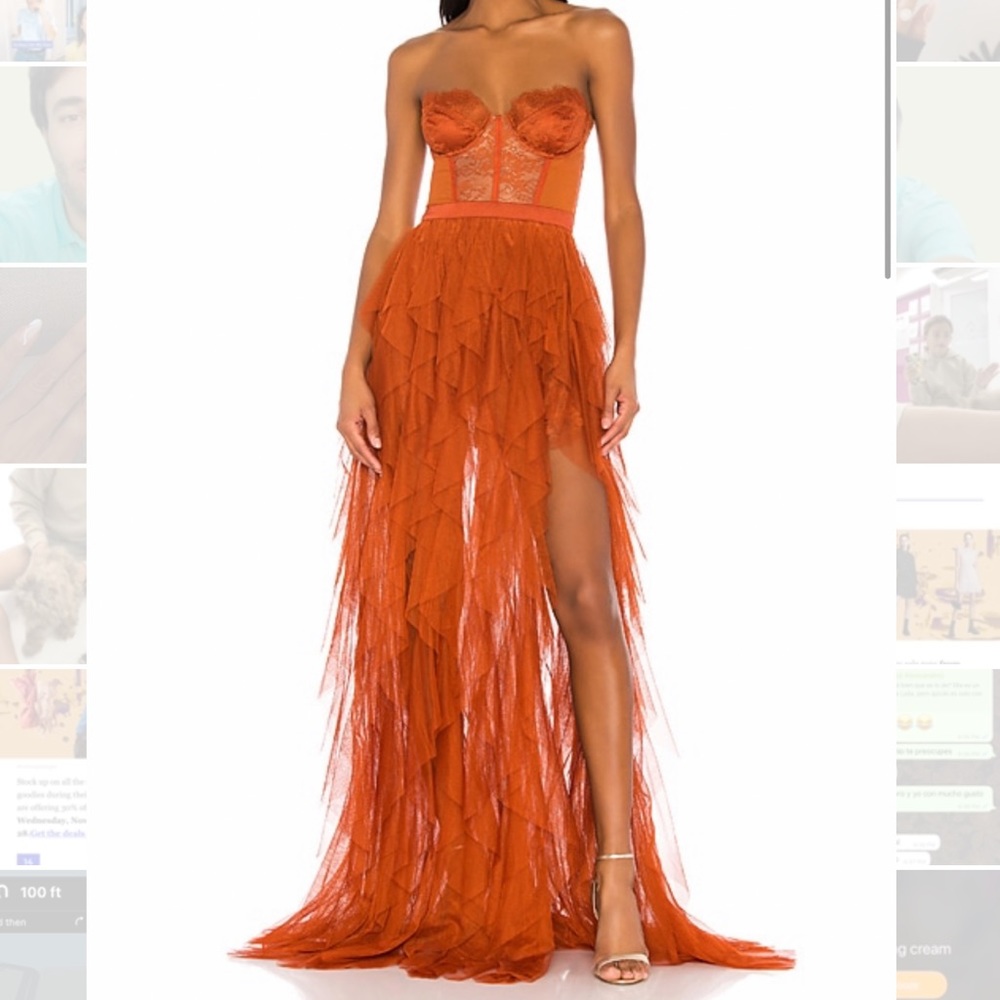 For Love and Lemons Bustier Gown Orange